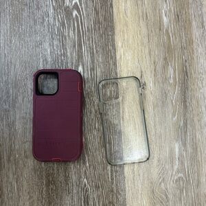 iPhone 12/12 Pro OtterBox Burgundy and Speck Clear Phone Case Set